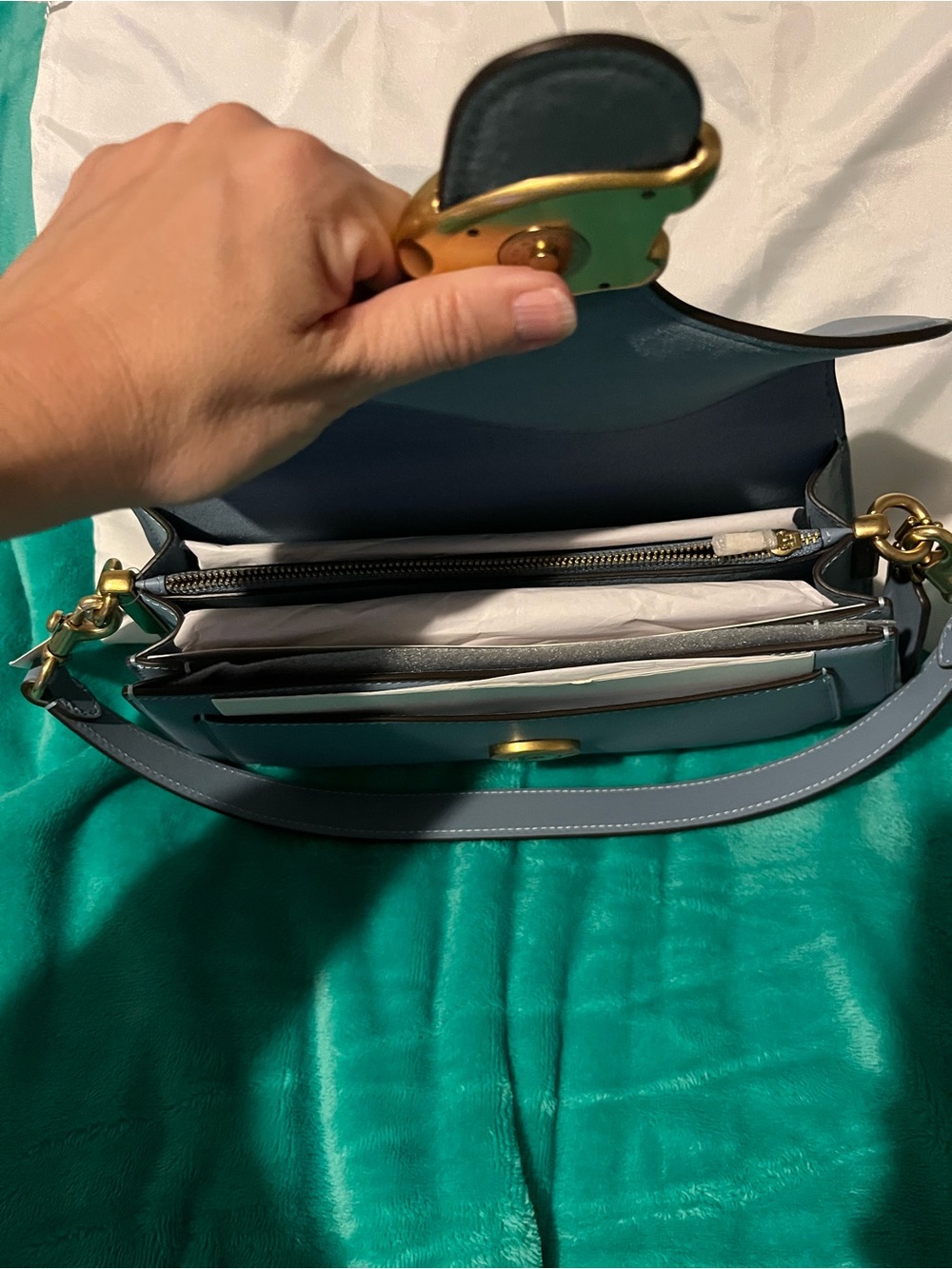 NWT Coach Twisted Tabby 26 in Blue with Gold Hardware - Picture 3 of 4